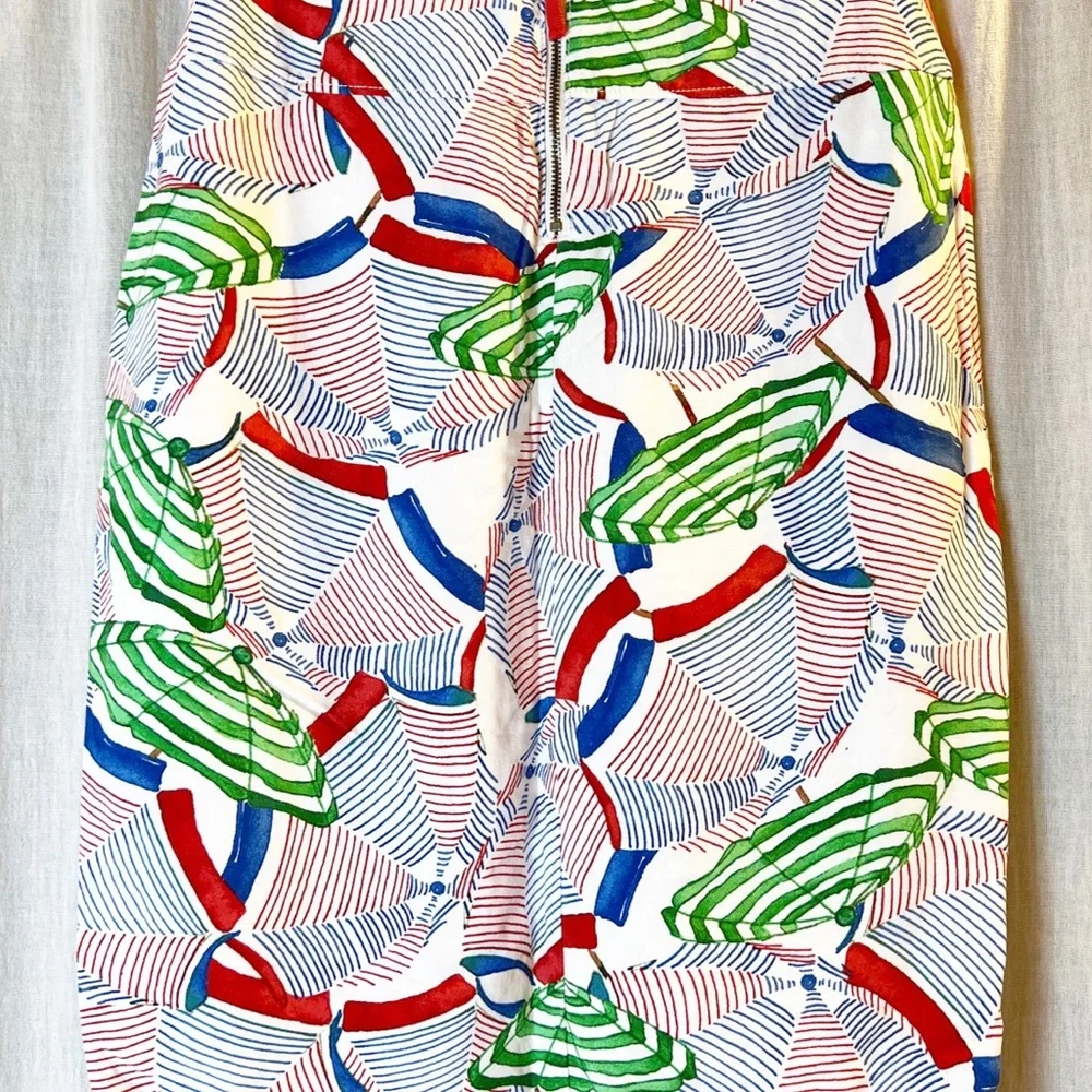 Anthropologie Beach Umbrella Skirt Button Front Belted Waistline Front Pockets